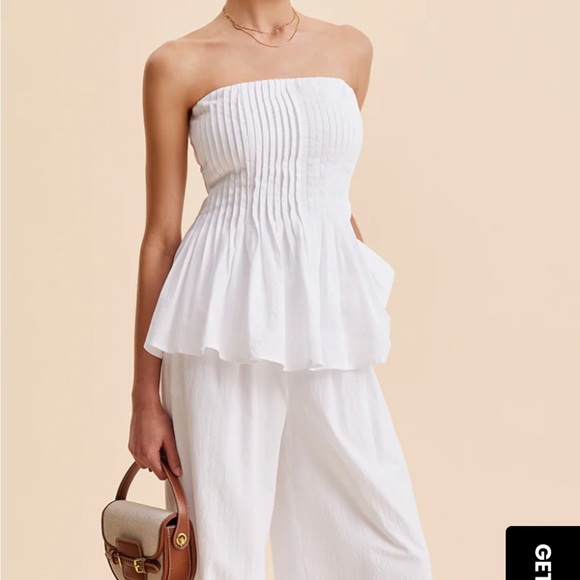 NWT Commense White Strapless Pleated Top - Picture 3 of 11